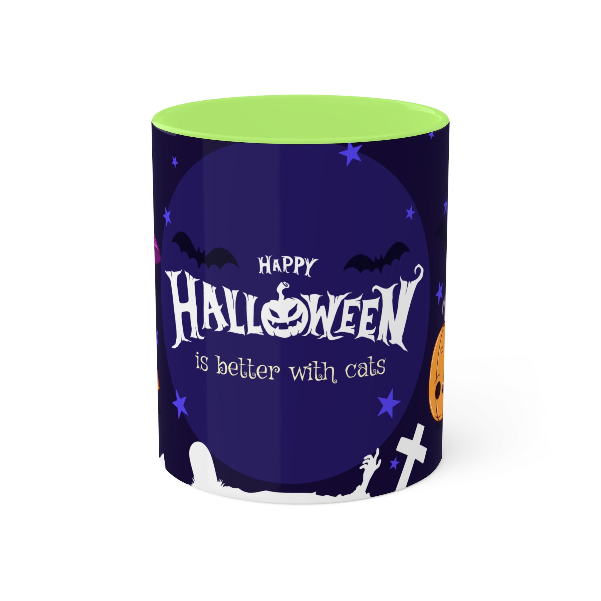 Happy Halloween with Witch's Cats | Colorful Mugs